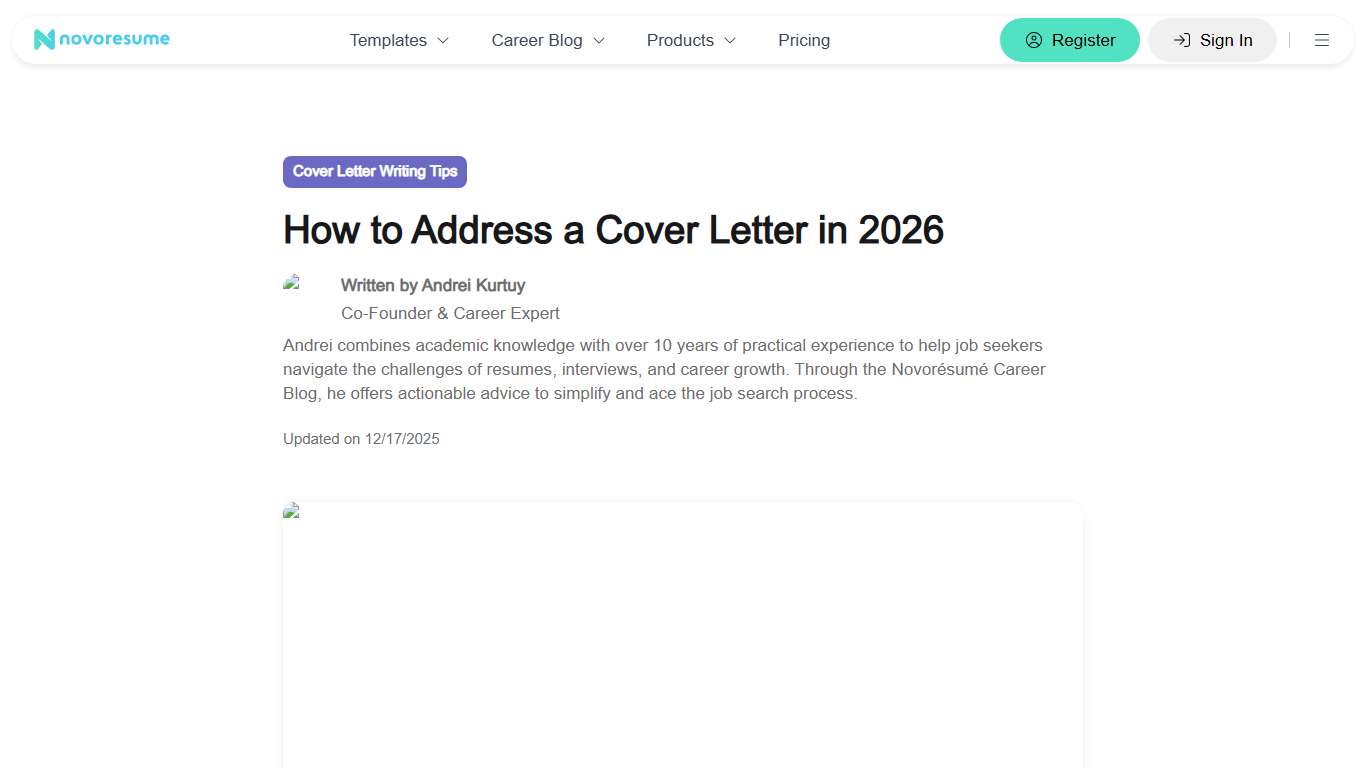 How to Address a Cover Letter in 2026 | Novoresume