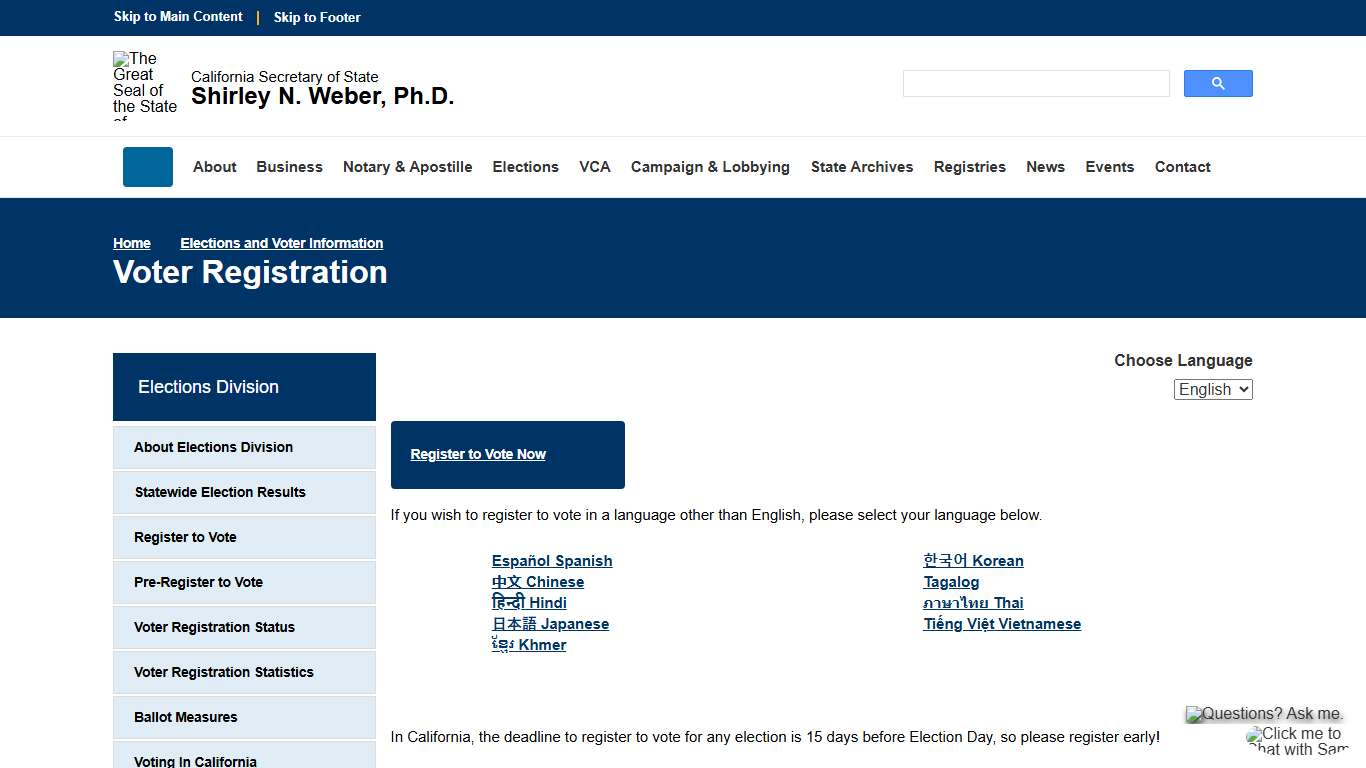 Voter Registration :: California Secretary of State